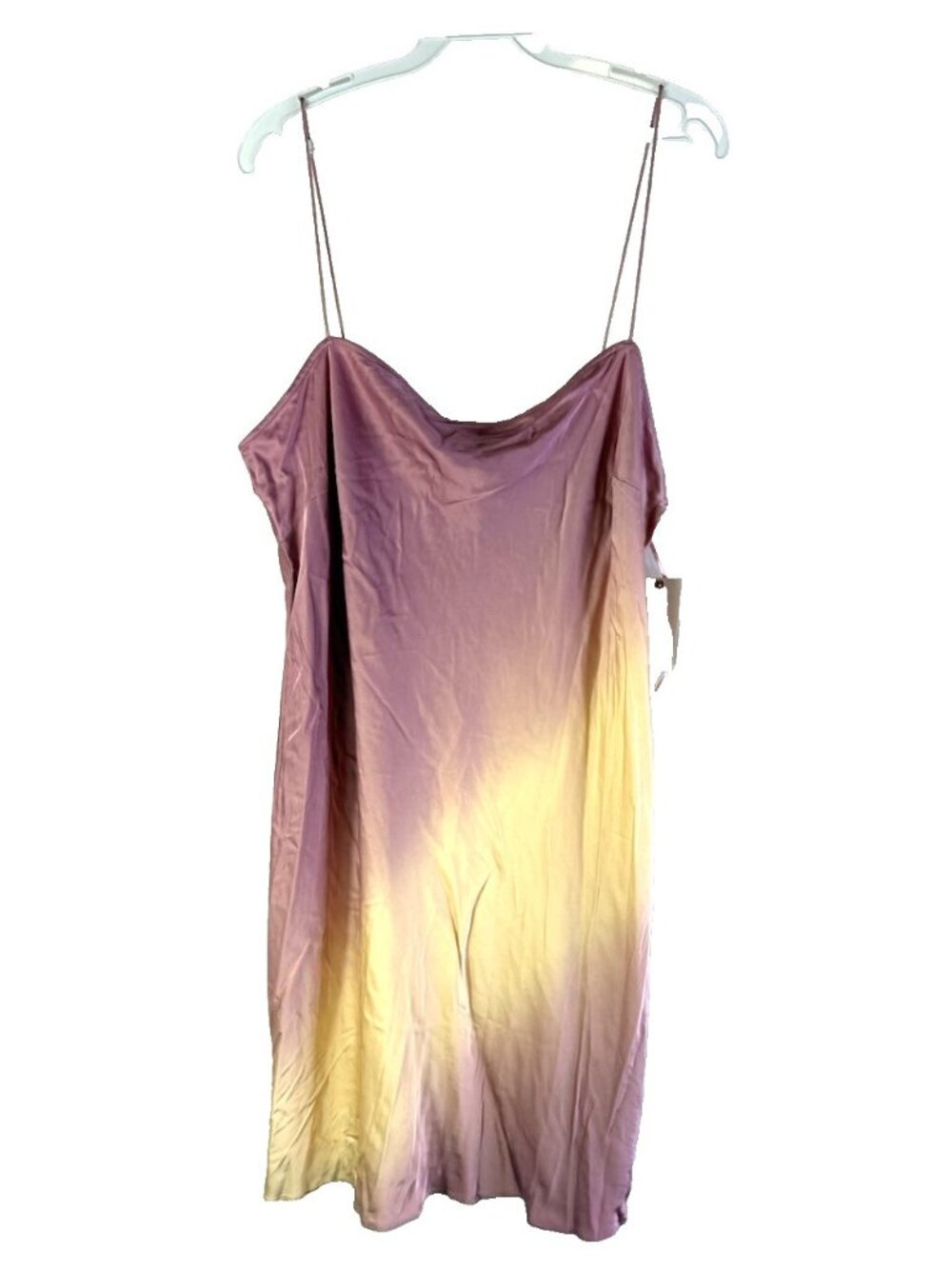New Good American Satin Ombre Mini Dress Slip Sunset Gradient